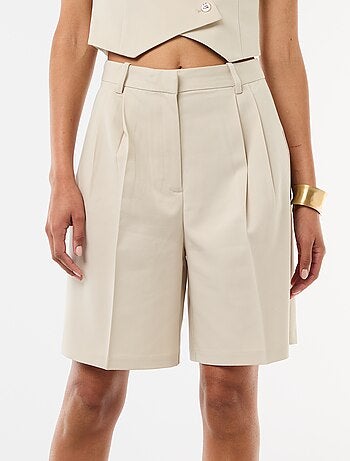 Bermuda à pinces taille haute