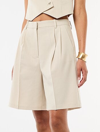 Bermuda à pinces taille haute