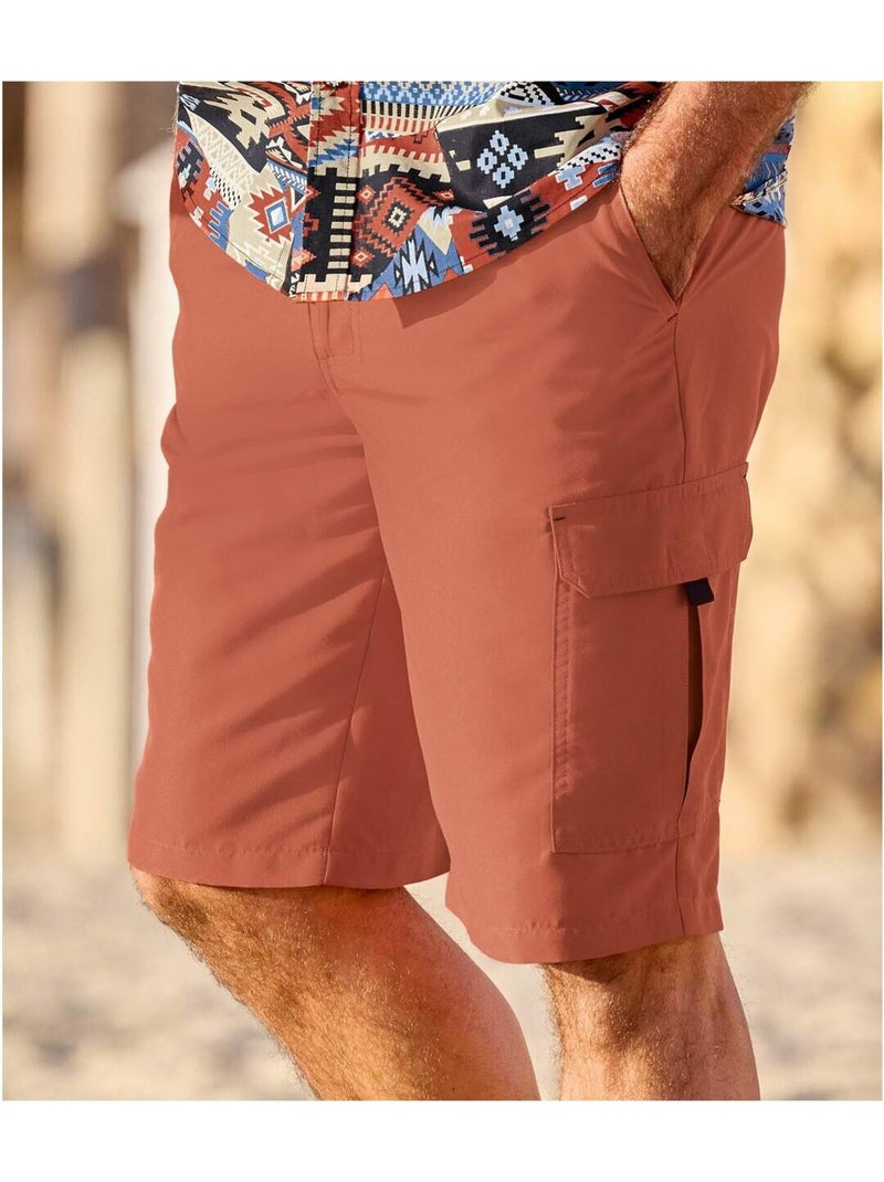 Bermuda Cargo Microfibre Terracotta  - Atlas For Men Rouge brique - Kiabi