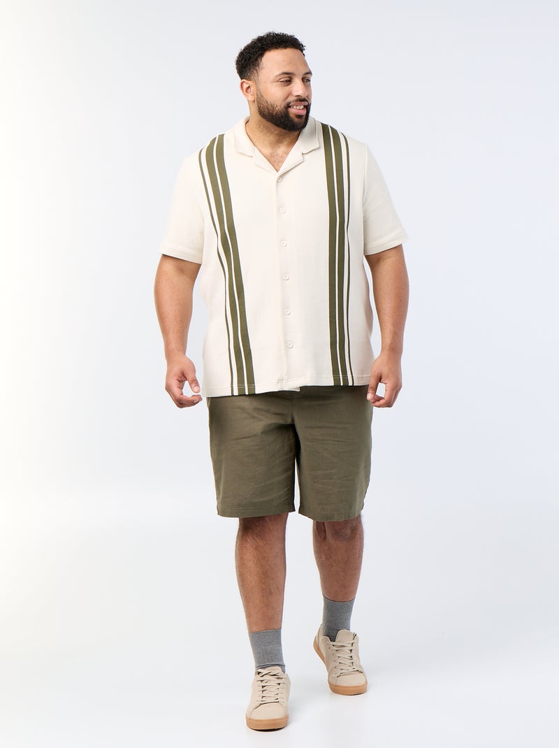 Bermuda chino avec cordons de serrage Kaki - Kiabi