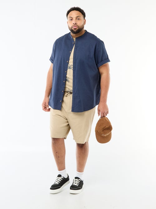 Bermuda chino avec ouverture boutonnée + zippée + liens de serrage - Kiabi