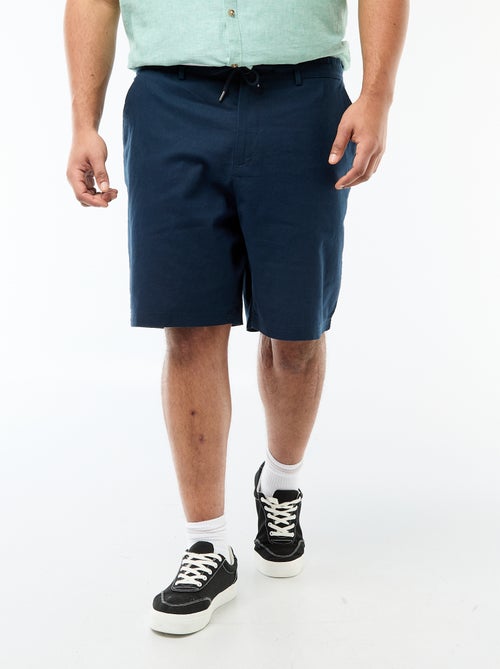 Bermuda chino avec ouverture boutonnée + zippée + liens de serrage - Kiabi