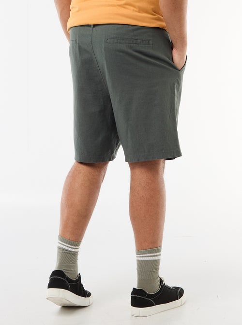 Bermuda chino avec ouverture boutonnée + zippée + liens de serrage - Kiabi