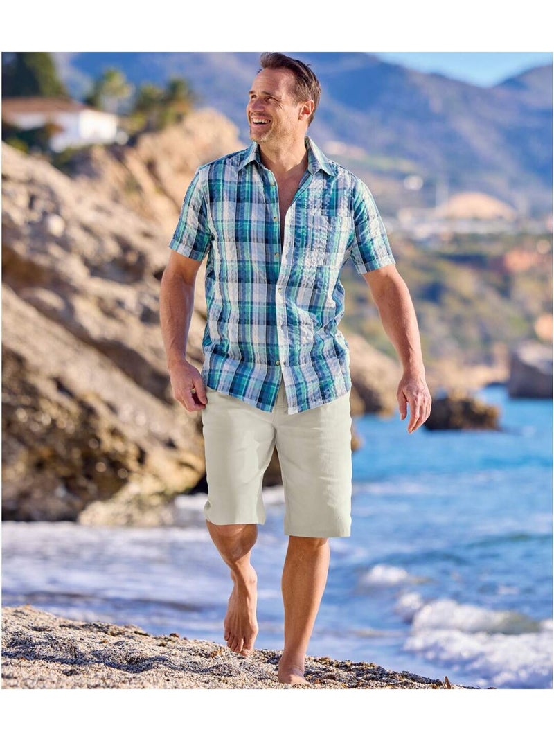 Bermuda Chino Coton Stretch Confort   - ATLAS FOR MEN Beige - Kiabi