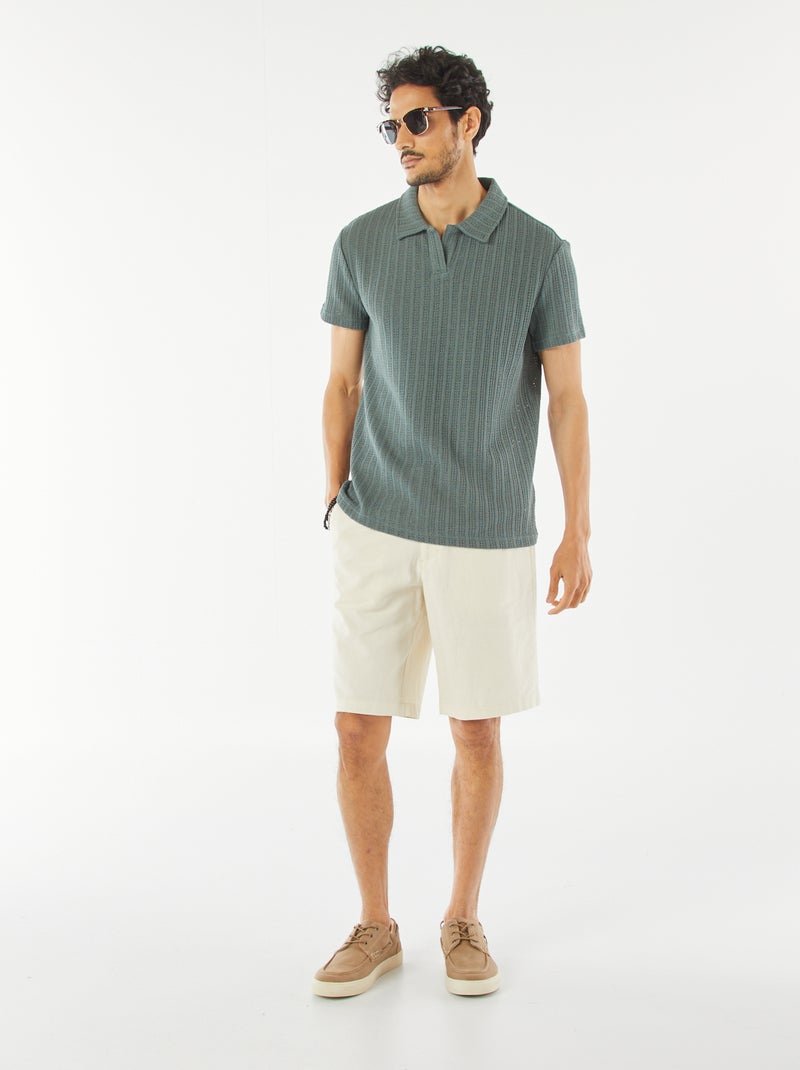Bermuda chino en lin mélangé BLANC - Kiabi