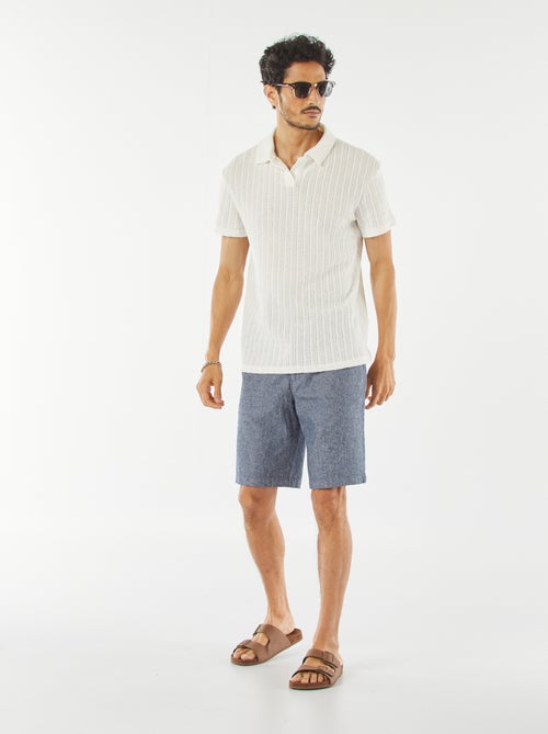 Bermuda chino en lin mélangé - Kiabi