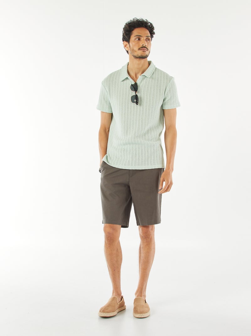Bermuda chino en lin mélangé KAKI - Kiabi