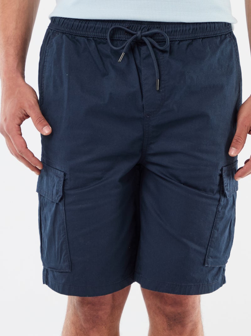 Bermuda chino en popeline avec poches à rabat Bleu - Kiabi