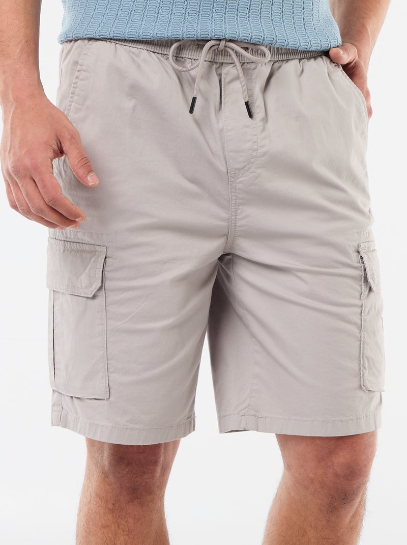 Bermuda chino en popeline avec poches à rabat Gris - Kiabi