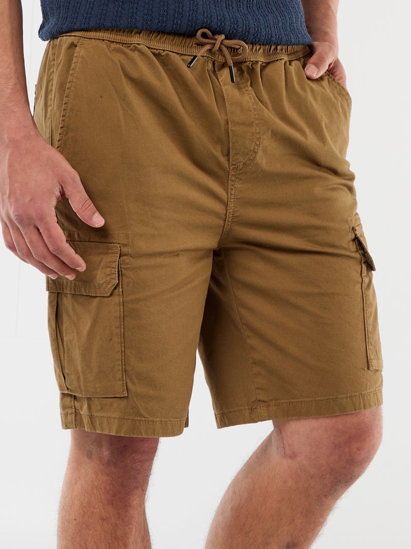 Bermuda chino en popeline avec poches à rabat Marron - Kiabi