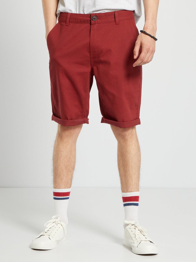 Bermuda chino en twill pur coton Rouge - Kiabi