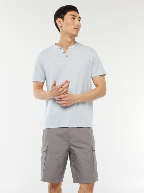 Bermuda chino en twill uni multipoches - Kiabi