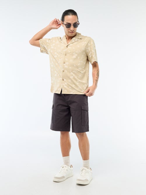 Bermuda chino en twill uni multipoches - Kiabi
