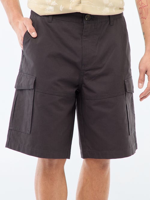 Bermuda chino en twill uni multipoches - Kiabi