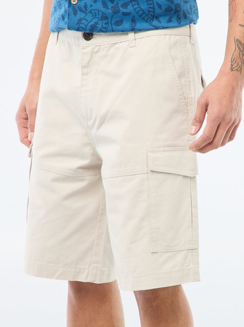 Bermuda chino en twill uni multipoches - Kiabi