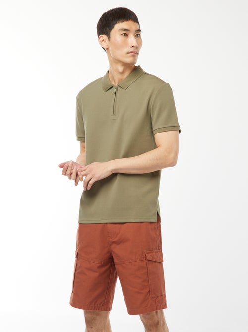 Bermuda chino en twill uni multipoches - Kiabi