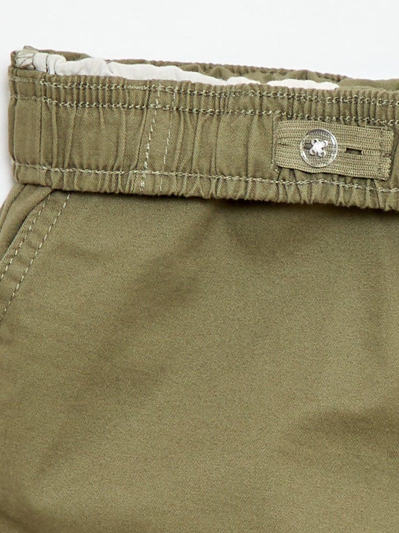 Bermuda chino uni avec liens de serrage Vert - Kiabi