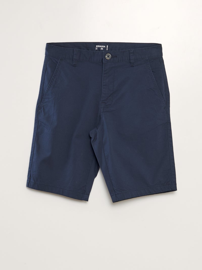 Bermuda chino uni bleu marine - Kiabi