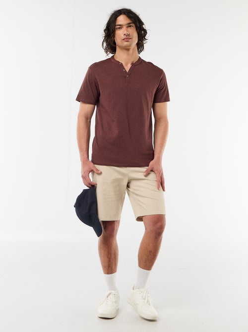 Bermuda chino uni en dobby - Kiabi