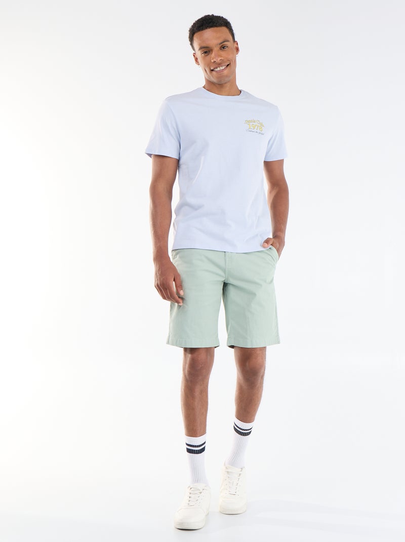 Bermuda chino uni en twill Vert - Kiabi