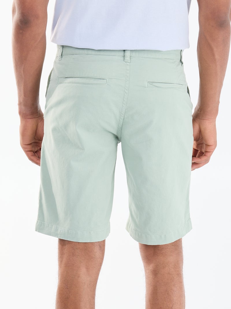 Bermuda chino uni en twill Vert - Kiabi