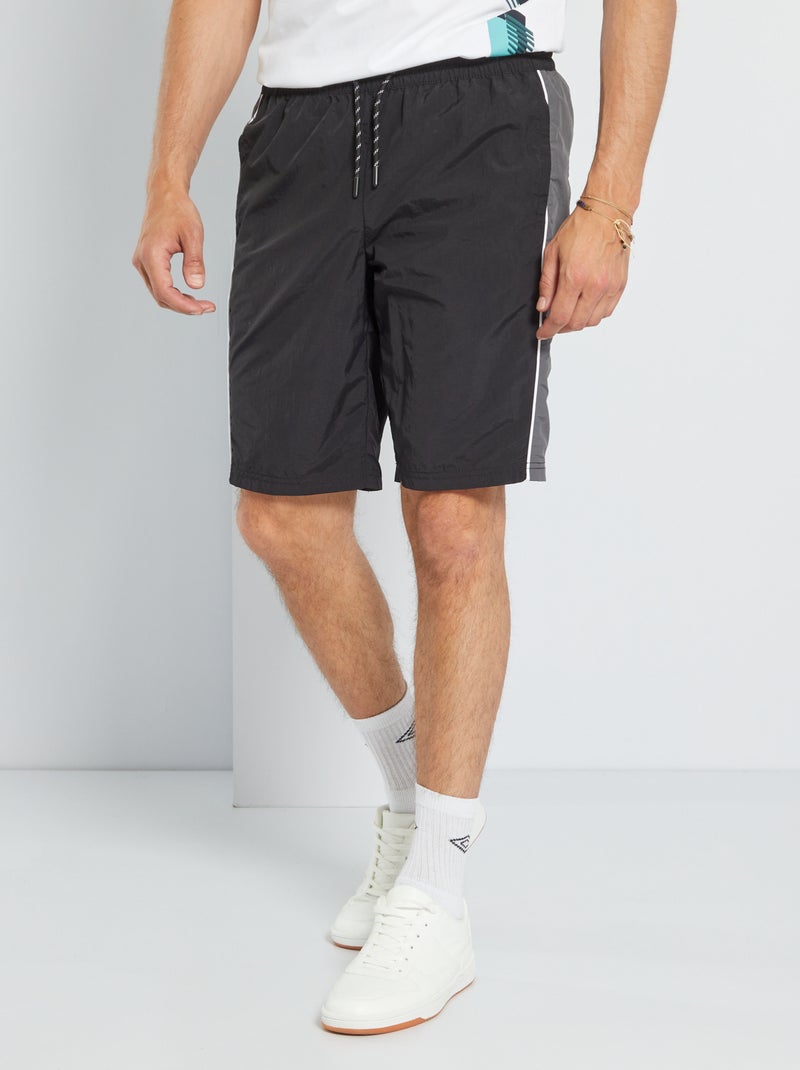 Bermuda color-block en nylon noir - Kiabi