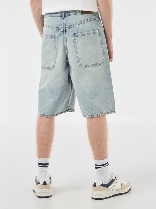 Bermuda denim baggy en coton - Kiabi