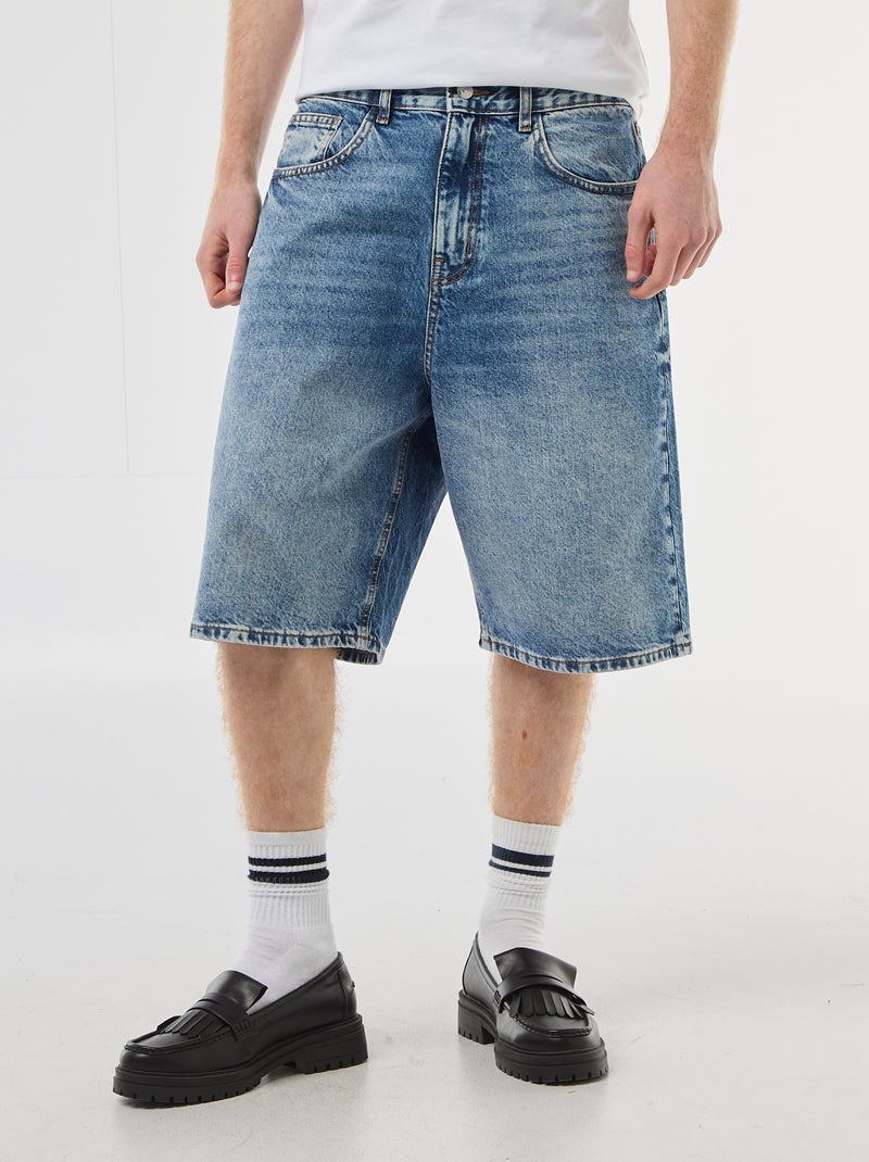 Bermuda denim baggy en coton Bleu - Kiabi
