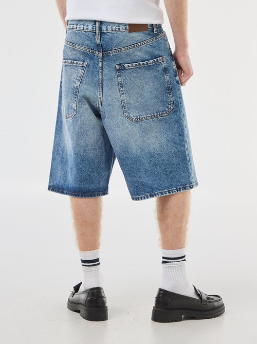 Bermuda denim baggy en coton - Kiabi