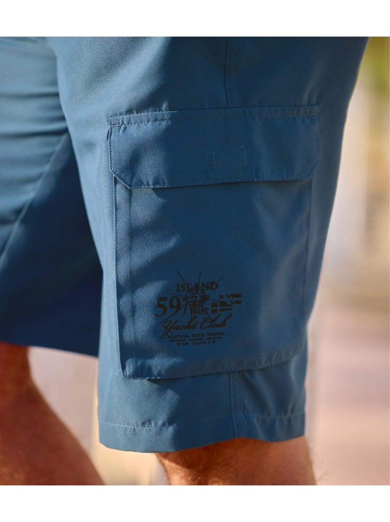Bermuda Détente Microfibre Multipoches   - ATLAS FOR MEN Bleu marine - Kiabi