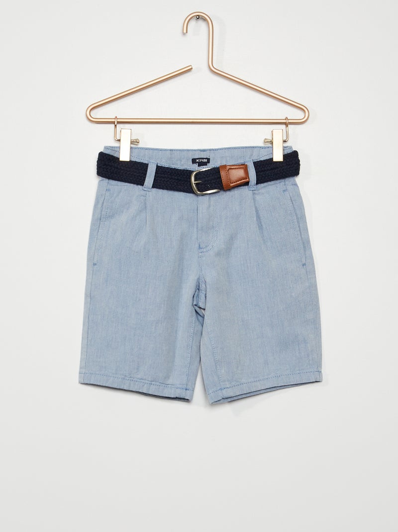 Bermuda en chambray bleu - Kiabi