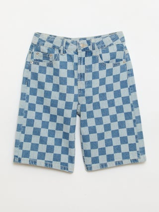 Bermuda en denim à carreaux