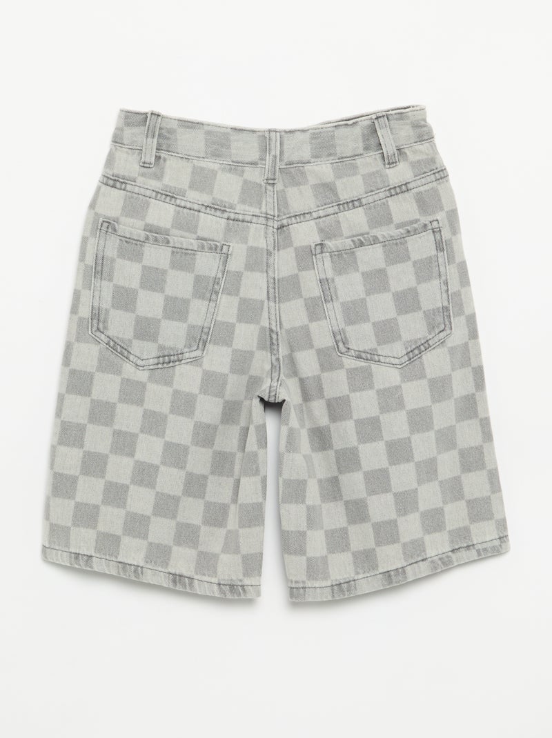 Bermuda en denim à carreaux Gris - Kiabi