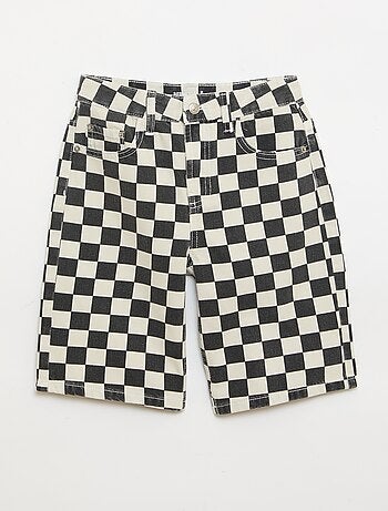 Bermuda en denim à carreaux