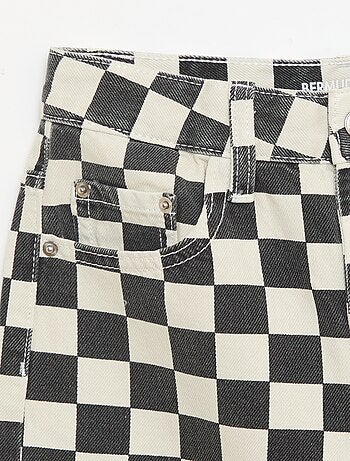 Bermuda en denim à carreaux