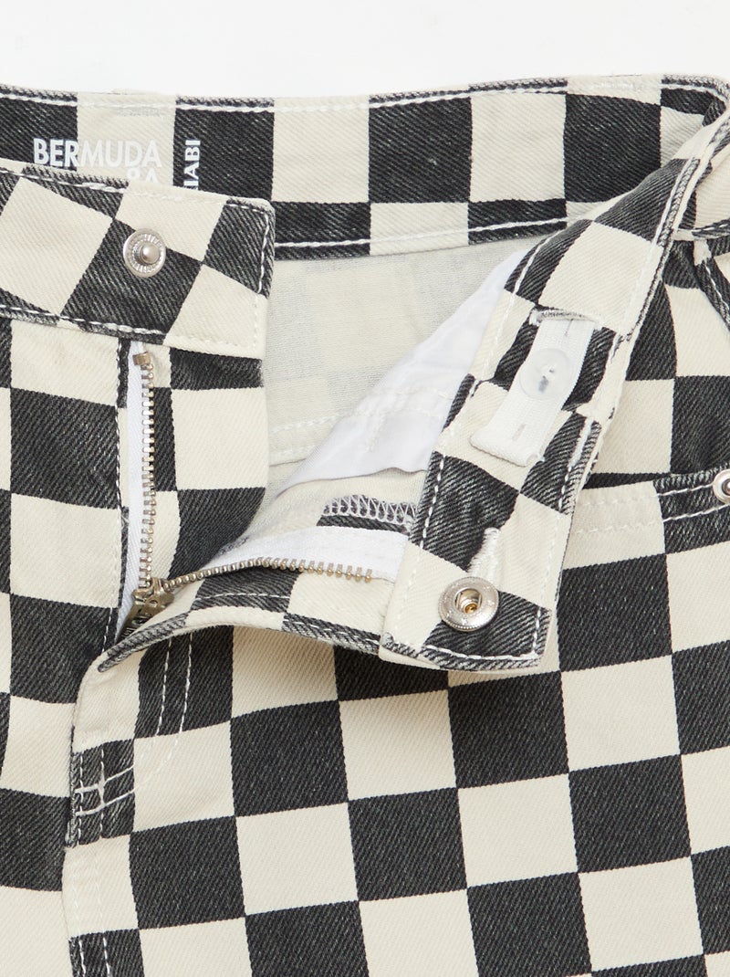 Bermuda en denim à carreaux Noir - Kiabi