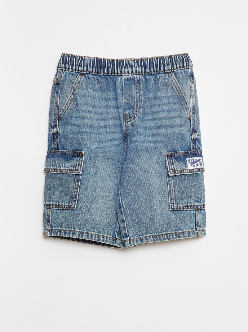 Bermuda en denim avec multi-poches Bleu - Kiabi