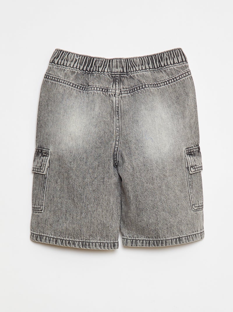 Bermuda en denim avec multi-poches Gris - Kiabi