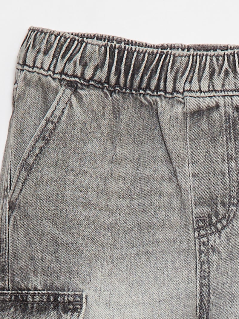 Bermuda en denim avec multi-poches Gris - Kiabi