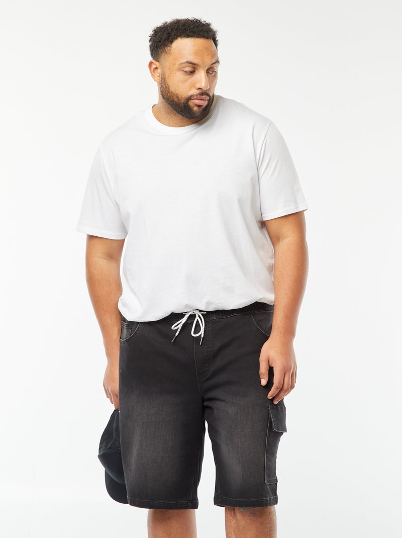 Bermuda en denim avec poche à rabat Gris - Kiabi