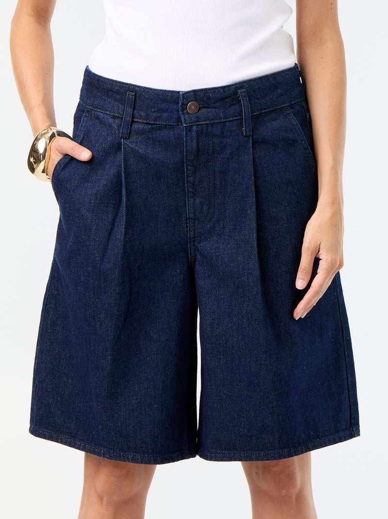 Bermuda en denim coupe genoux Bleu - Kiabi