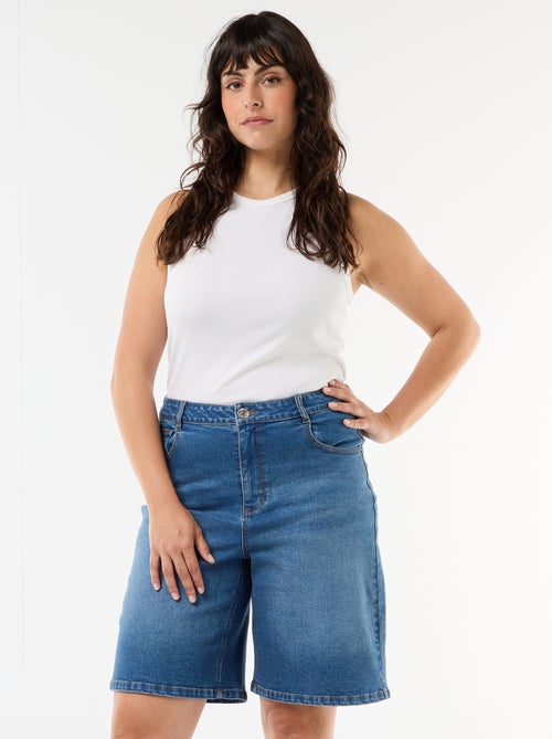 Bermuda en denim taille haute - Kiabi