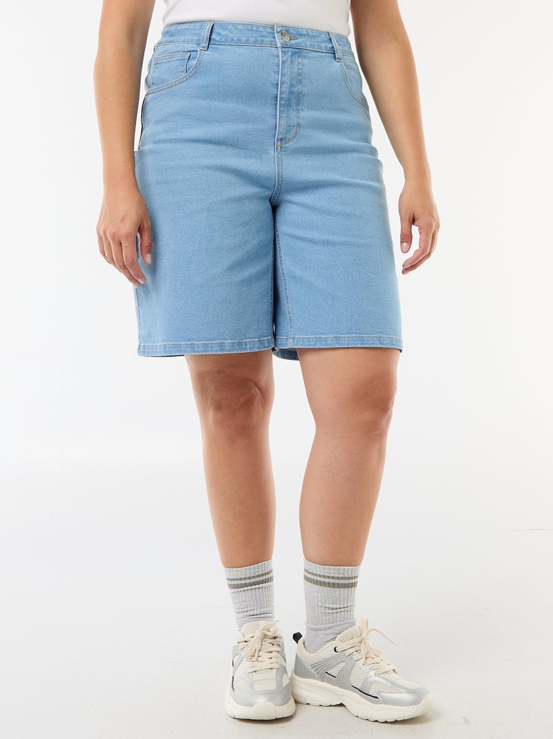 Bermuda en denim taille haute Bleu - Kiabi