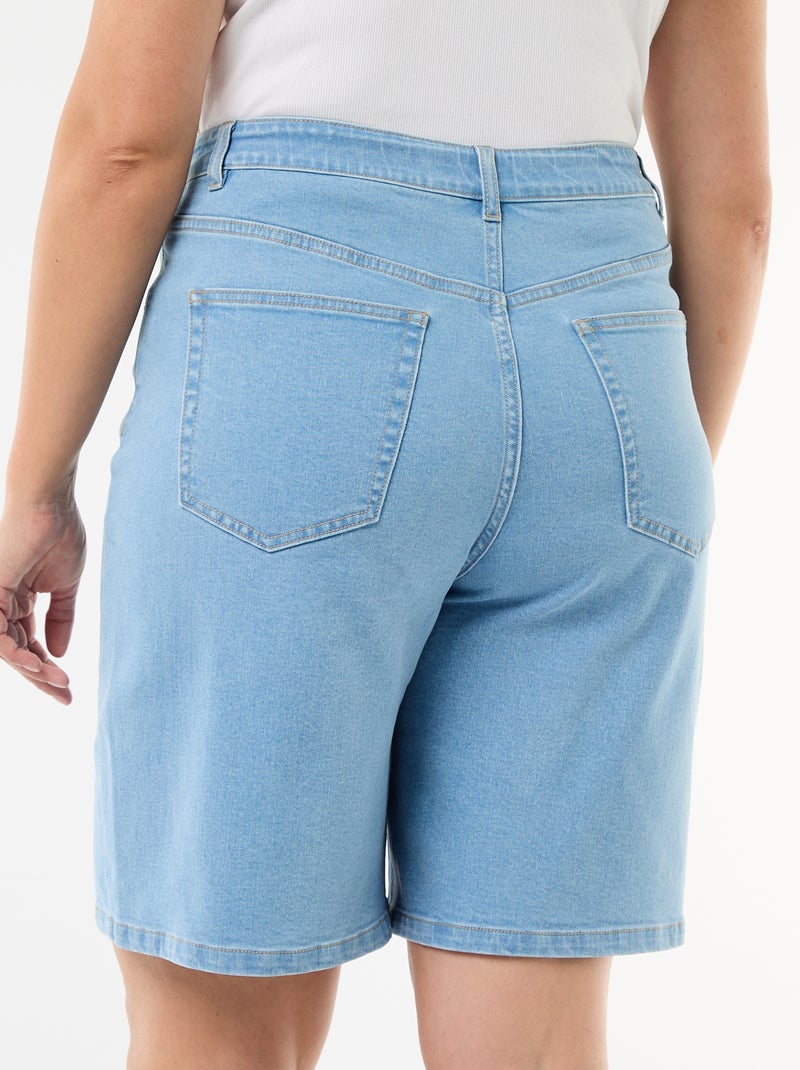 Bermuda en denim taille haute Bleu - Kiabi