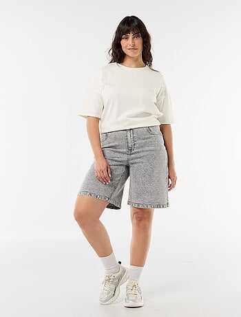 Bermuda en denim taille haute