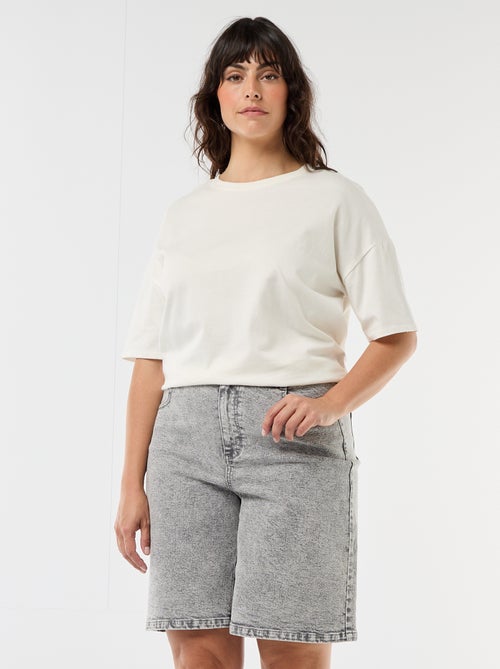 Bermuda en denim taille haute - Kiabi