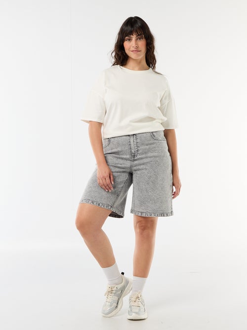 Bermuda en denim taille haute - Kiabi