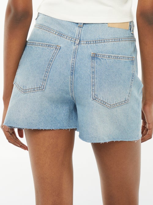 Bermuda en jean 5 poches avec strass - Kiabi