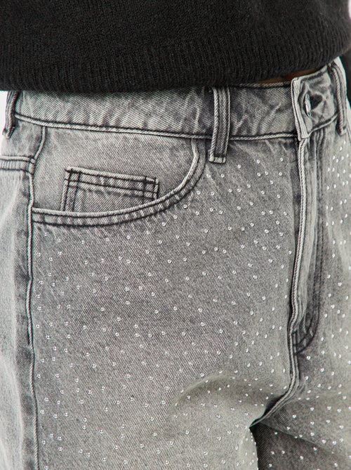 Bermuda en jean 5 poches avec strass - Kiabi