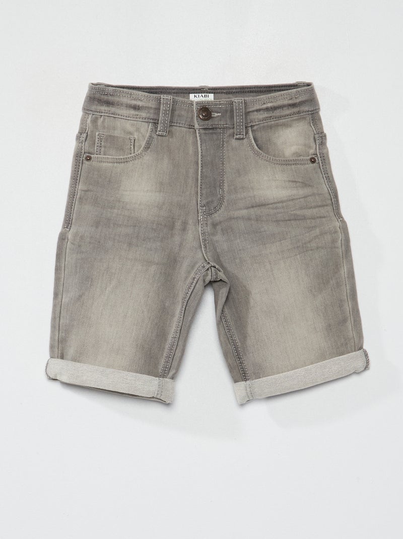 Bermuda en jean à taille ajustable Gris - Kiabi